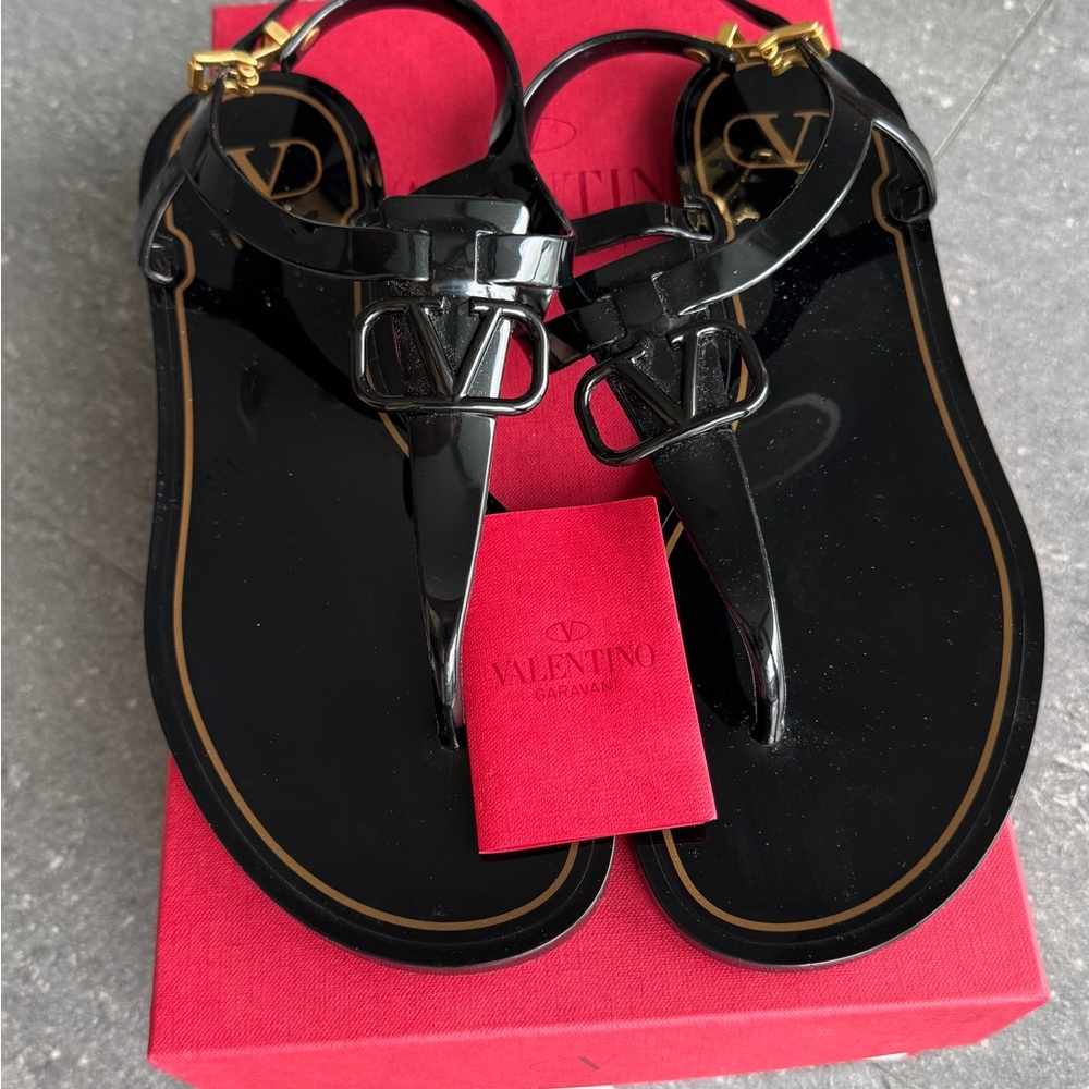Valentino Glossy Black Sandals